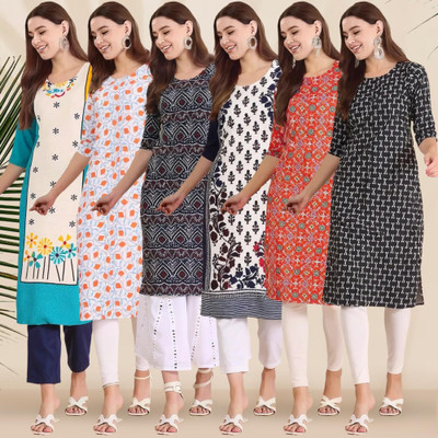 1 Stop Fashion Women Printed A-line Kurta(Multicolor)