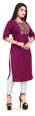 Jayshree Fab Women Embroidered A-line Kurta(Purple)