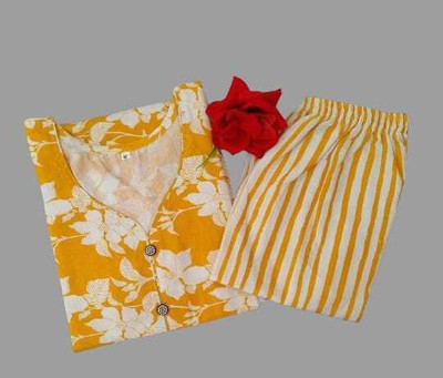 ssf Women Floral Print A-line Kurta(Yellow)