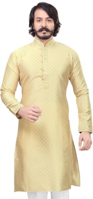 Mensfield Men Printed Straight Kurta(Beige)