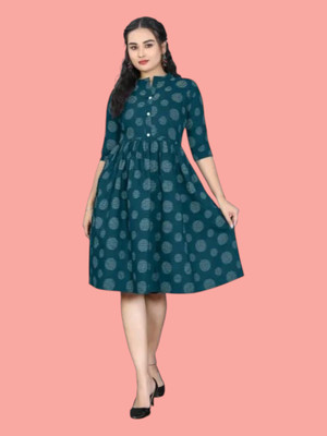 Texpa Creationh Women Printed Anarkali Kurta(Green)