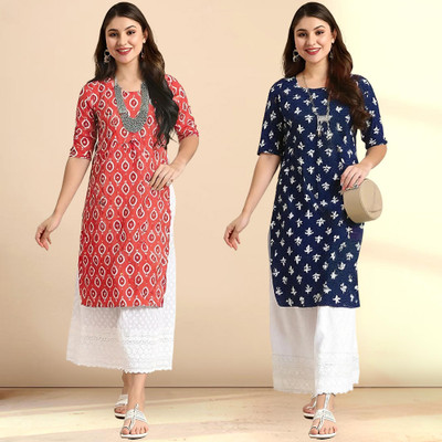 1 Stop Fashion Women Printed A-line Kurta(Multicolor)