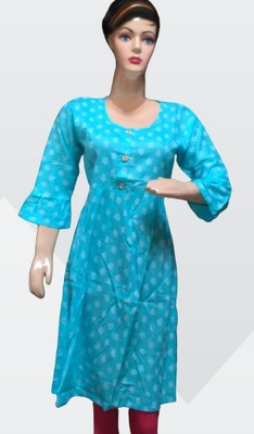 Tun Tun Fashion Girls Polka Print A-line Kurta(Blue)