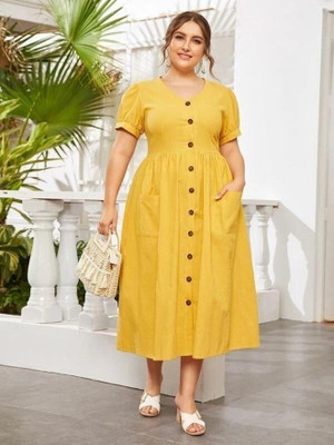 SIDDIQA CREATIONS Women Solid A-line Kurta(Yellow)