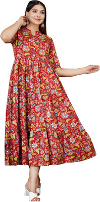 Shree Ganesh Fashion Women Floral Print Anarkali Kurta(Red)