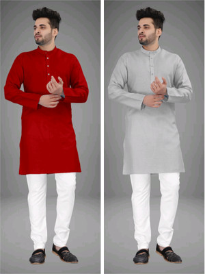 DIAMOND CLUSTER Men Solid Straight Kurta(Multicolor)
