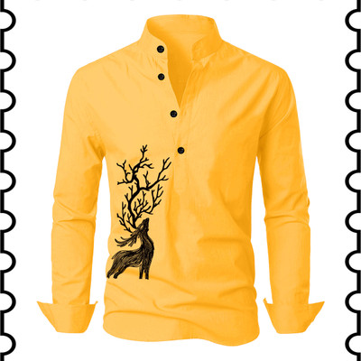 Kavyangle Creation Men Animal Print Straight Kurta(Multicolor)