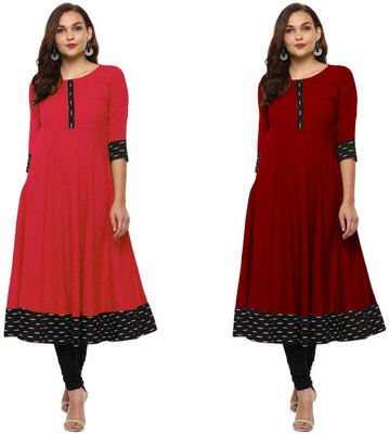 YOVA STYLE Women Self Design Anarkali Kurta(Multicolor)