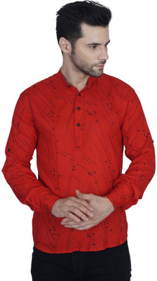 SHOPPYBUCKET Men Printed Straight Kurta(Maroon)