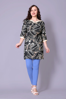 Bharat Origin Women Self Design A-line Kurta(Black)