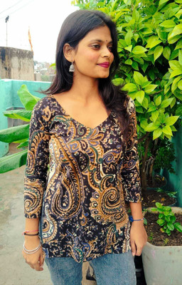 shenique Women Block Print A-line Kurta(Multicolor)