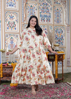 Swasti Women Printed Gown Kurta(Multicolor)