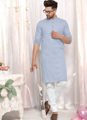 Krisha trend Men Solid Straight Kurta(Grey)