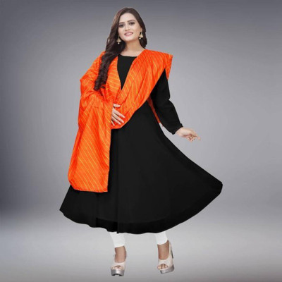 varni creations Women Abstract A-line Kurta(Black)