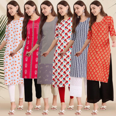 1 Stop Fashion Women Printed A-line Kurta(Multicolor)