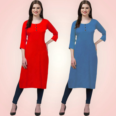 Coft Women Solid Straight Kurta(Multicolor)