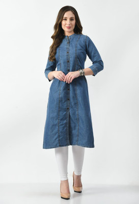 PR Clothing Women Solid Straight Kurta(Blue)
