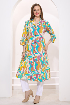 Keshubaba Women Printed Straight Kurta(Purple)