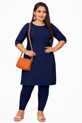 ROZEE FASHION Women Embroidered Straight Kurta(Blue)