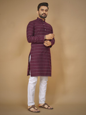 ZURIKA FASHION Men Embroidered A-line Kurta(Maroon)