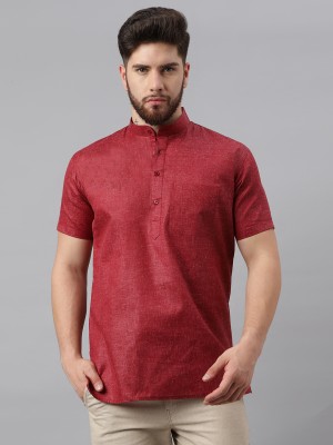 RIAG Men Solid Straight Kurta(Red)