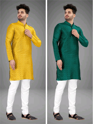TRUST OUS Men Self Design Straight Kurta(Multicolor)