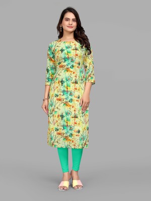 STF Creation Women Self Design A-line Kurta(Light Green)