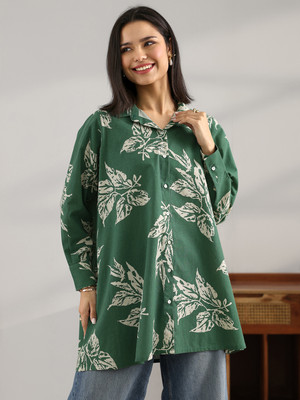 LIBAS Women Printed A-line Kurta(Green)