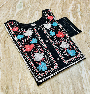 Andheriyas Textiles Women Embroidered Straight Kurta(Black)