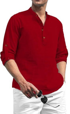 Edinwolf Men Solid A-line Kurta(Maroon)