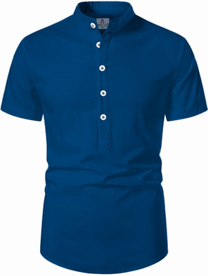 Apektra Men Solid A-line Kurta(Dark Blue)