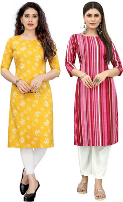 HouseOfCommon Women Self Design Straight Kurta(Multicolor)