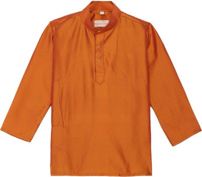 THANGAMAGAN Boys Solid Straight Kurta(Orange)