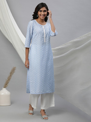 Aurelia Women Self Design A-line Kurta(Blue)