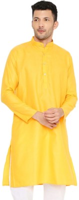 MAHARAJA Men Solid Straight Kurta(Yellow)