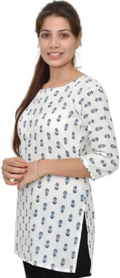 MUNDOTIYA MANUFACTURERS Women Printed Straight Kurta(White)