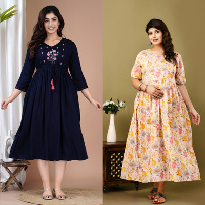 simran Women Printed Anarkali Kurta(Blue)