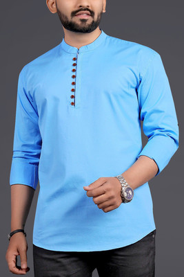 SOPANI Men Solid Straight Kurta(Light Blue)