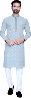 Anadhya Men Self Design Ethnic Dress Kurta(Light Blue)