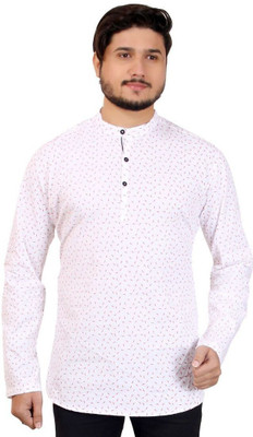 MADE IN THE SHADE Men Self Design Straight Kurta(White, Maroon)