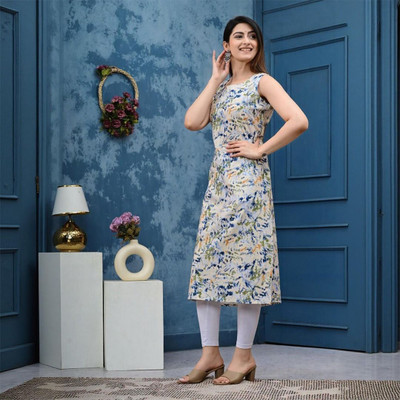 Gamyam Women Printed Straight Kurta(Multicolor)