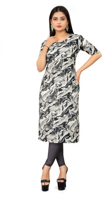 Aarohi Women Printed A-line Kurta(Black)