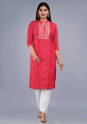 AARADHAYA Women Printed A-line Kurta(Yellow)