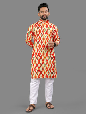 allan peter Men Printed Straight Kurta(Multicolor)
