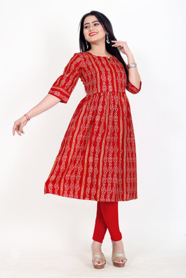 DUTT TEXTILE Women Solid A-line Kurta(Red)