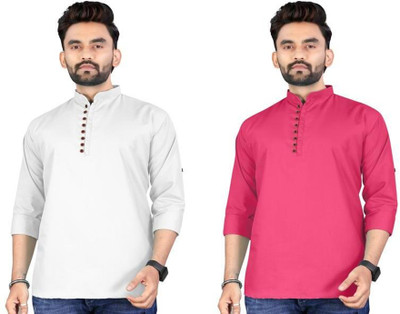 UNIQUE MOMENTS Men Solid Asymmetric Kurta(Multicolor)