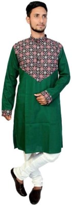 FIMON Men Printed A-line Kurta(Green)