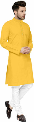 Youthfashion Men Solid Ethnic Dress Kurta(Yellow)