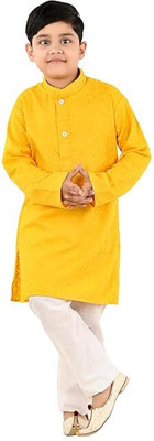 TIYAAZ Boys Embellished A-line Kurta(Yellow)