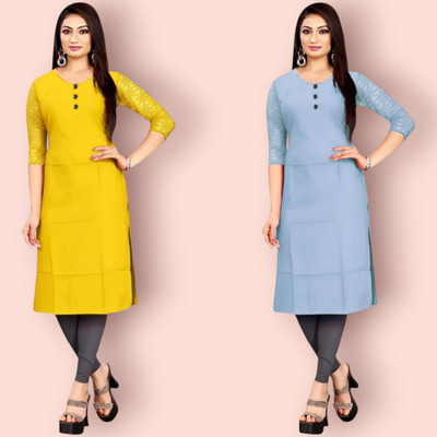 Coft Women Solid Straight Kurta(Multicolor)